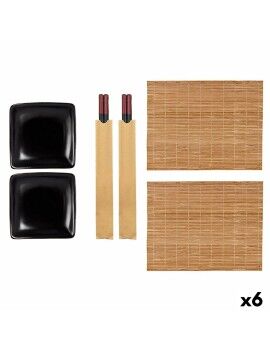 Conjunto de sushi Preto Cerâmica Bambu (6 Unidades)