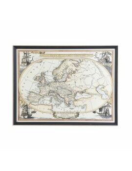 Pintura DKD Home Decor Preto Bege Cristal poliestireno Mapa do Mundo Neoclássico 83,5 x 3 x 63,5 cm