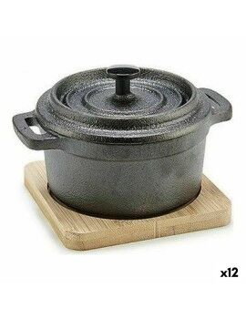 Tacho Castanho Preto Bambu Ferro forjado 13 x 10 x 8,5 cm (12 Unidades)