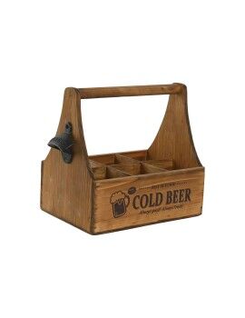 Caixa Home ESPRIT Cold Beer Castanho Metal Madeira de abeto 6 garrafas 27 x 19 x 26 cm