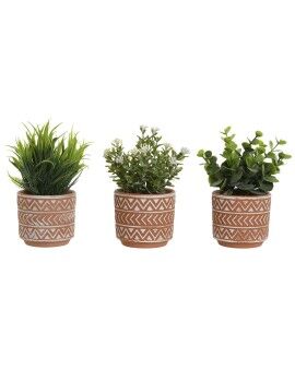 Planta Decorativa Home ESPRIT Polietileno Cemento 12 x 12 x 17 cm (3 Unidades)