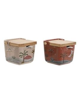 Açucareiro Home ESPRIT Bege Cor de Rosa Terracota Lilás Bambu Dolomite 7,5 x 7,5 x 7,5 cm (2...