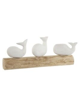 Figura Decorativa Home ESPRIT Blanco Natural Ballena Mediterráneo 52 x 12 x 21 cm