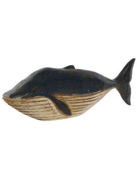 Figura Decorativa Home ESPRIT Blanco Azul marino Ballena 40 x 7 x 12 cm