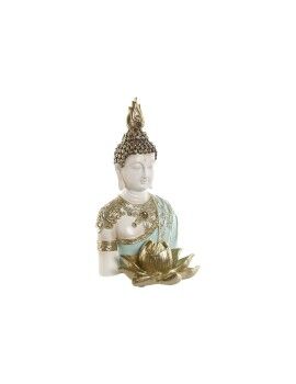 Figura Decorativa Home ESPRIT Turquesa Dorado Buda Oriental 12 x 12 x 22 cm