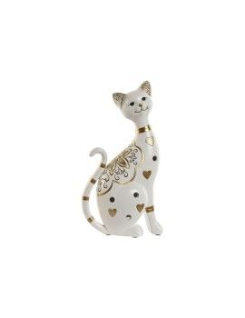 Figura Decorativa Home ESPRIT Blanco Dorado Gato Romántico 16 x 8 x 30 cm