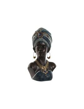 Figura Decorativa Home ESPRIT Azul Negro Dorado Africana 23 x 17 x 39 cm