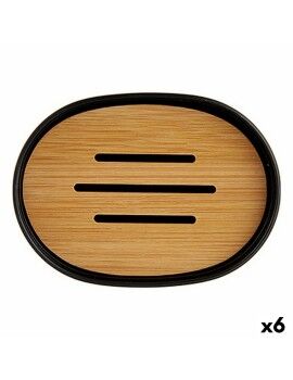 Saboneteira Preto Castanho Bambu Polipropileno 9,5 x 2,5 x 13 cm (6 Unidades)