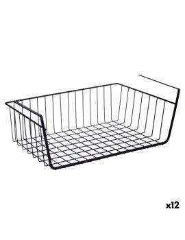 Cesta para Estante de Cocina Negro Hierro 42 x 14 x 26 cm (12 Unidades)