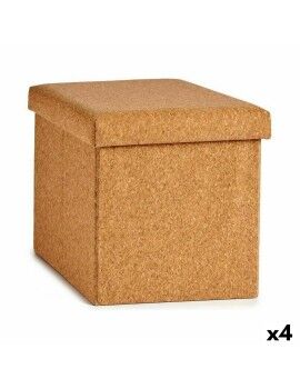 Caixa Decorativa Dobrável Castanho Cortiça Madeira MDF 31 x 31 x 31 cm (4 Unidades)