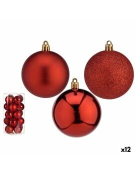 Conjunto de bolas de Natal Ø 7 cm Vermelho Plástico (12 Unidades)