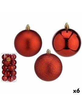 Conjunto de bolas de Natal Vermelho Plástico Ø 8 cm (6 Unidades)