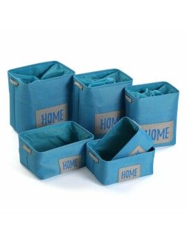 Conjunto de Cestas Versa Home Azul Têxtil (30 x 40 x 45 cm) (6 Peças)