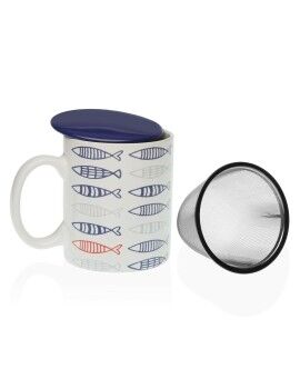 Taza con Filtro para Infusiones Versa Peces Porcelana Gres