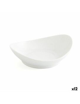 Bandeja de Aperitivos Quid Gastro Fun Blanco Cerámica 14 x 11 cm (12 Unidades)