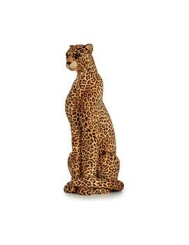 Figura Decorativa Castanho Leopardo 38 x 98 x 35 cm Dourado Sintético