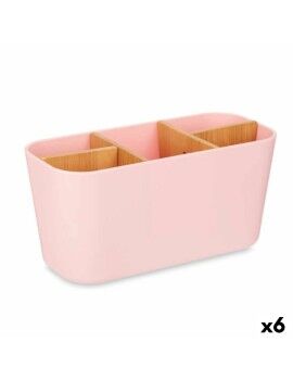 Suporte para a escova de Dentes Cor de Rosa Bambu Polipropileno 21 x 10 x 9 cm (6 Unidades)