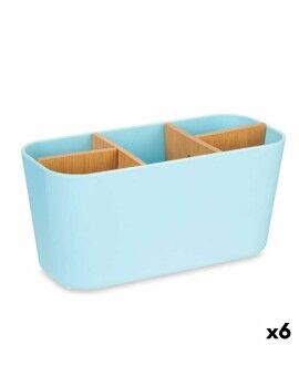 Suporte para a escova de Dentes Azul Bambu Polipropileno 21 x 10 x 9 cm (6 Unidades)