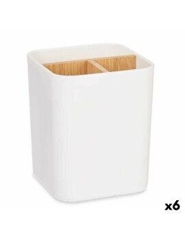 Suporte para a escova de Dentes Branco Bambu Polipropileno 9 x 11 x 9 cm (6 Unidades)