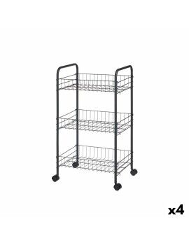 Carrinho de Vegetais Preto Metal Plástico 37 x 27 x 63 cm (4 Unidades)