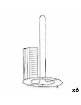 Portarrollo de Papel de Cocina Plateado Metal 18,5 x 31,5 x 18,5 cm (6 Unidades)