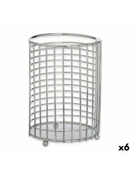 Bote para Utensilios de Cocina Plateado Metal 12 x 16 x 12 cm (6 Unidades)