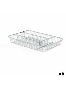 Organizador de Talheres Prateado Metal 26 x 4,5 x 35,5 cm (6 Unidades)