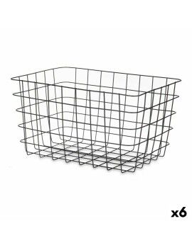 Cesta Multiusos Negro Metal 38,5 x 20,5 x 28 cm Rectangular (6 Unidades)