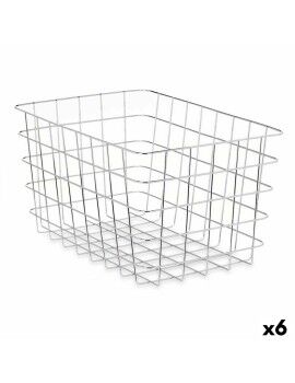 Cesta Multiusos Plateado Metal 38 x 21 x 26 cm Rectangular (6 Unidades)