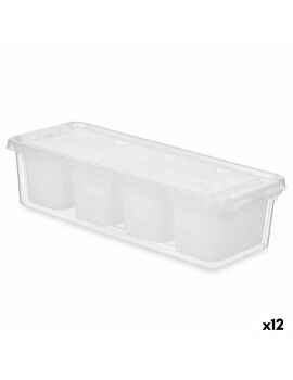 Organizador para Frigorífico Branco Transparente Plástico 37,5 x 9 x 14,3 cm (12 Unidades)