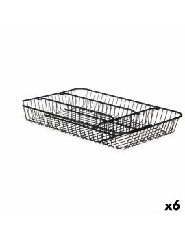 Organizador de Talheres Preto Metal 26 x 4,7 x 35,5 cm (6 Unidades)