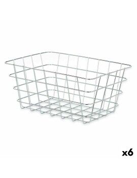 Cesta Multiusos Plateado Metal 31 x 14 x 21 cm Rectangular (6 Unidades)