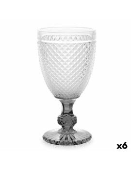 Copa Diamante Transparente Antracita Vidrio 256 ml (6 Unidades)