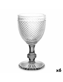 Copa de vino Diamante Transparente Antracita Vidrio 330 ml (6 Unidades)