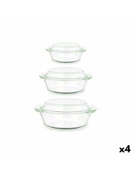 Cacerolas Set Vidrio de Borosilicato Transparente 700 ml 1 L 1,5 L (4 Unidades)