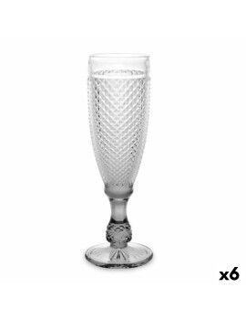 Copa de champán Diamante Transparente Antracita Vidrio 185 ml (6 Unidades)