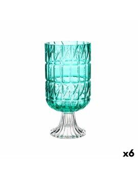 Vaso Lapidado Turquesa Cristal 13 x 26,5 x 13 cm (6 Unidades)