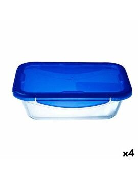 Lancheira Hermética Pyrex Cook&go 30 x 23 cm 3,3 L Retangular Azul Vidro (4 Unidades)