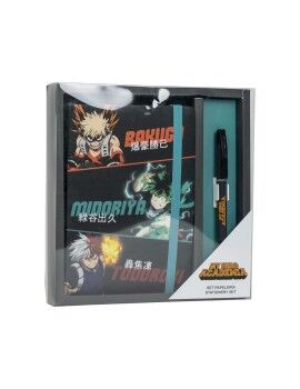 Set de Papelaria My Hero Academia 2 Peças Preto Laranja