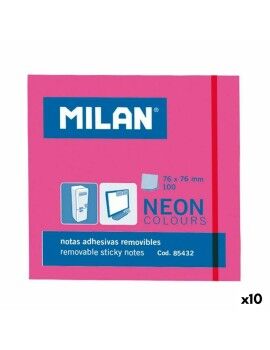 Notas Adesivas Milan Cor de Rosa 76 x 76 mm (10 Unidades)