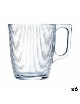 Kop Luminarc Stripy Pequeno-almoço Transparente Vidro (250 ml) (6 Unidades)