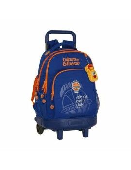 Mochila Escolar com Rodas Compact Valencia Basket M918 Azul Laranja (33 x 45 x 22 cm)