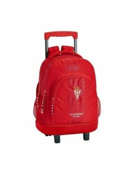 Mochila Escolar com Rodas Compact Real Sporting de Gijón SF-611972-818 Vermelho (32 x 45 x 21 cm)