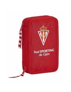 Estojo Duplo Real Sporting de Gijón Vermelho 12.5 x 19.5 x 4 cm (28 Peças)