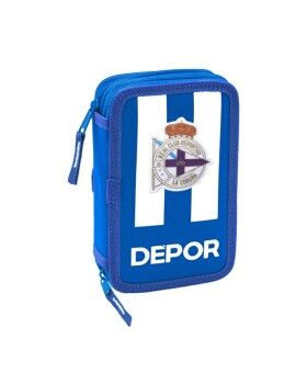 Estojo Duplo R. C. Deportivo de La Coruña Azul Branco 12.5 x 19.5 x 4 cm