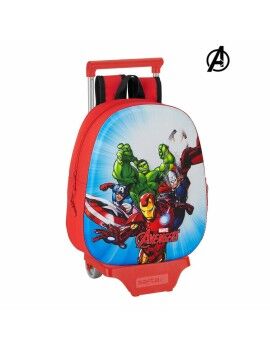 Mochila Escolar 3D com Rodas 705 The Avengers Vermelho