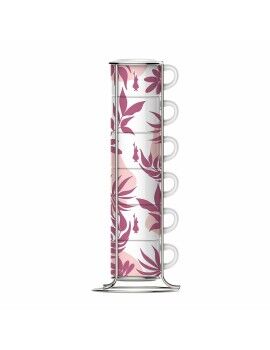 Juego de 6 Tazas de Café Bialetti 29596 Blanco Rosa Porcelana 90 ml (6 Unidades)