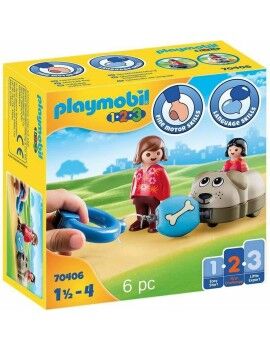 Playset Playmobil 1.2.3 Perro Niños 70406 (6 pcs)