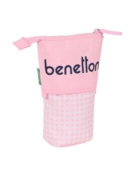 Estuche Cubilete Benetton Vichy Rosa (8 x 19 x 6 cm)