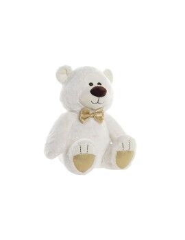 Oso de Peluche DKD Home Decor Pajarita Blanco Dorado Metal Infantil Oso 30 x 40 cm 25 x 25 x 30 cm